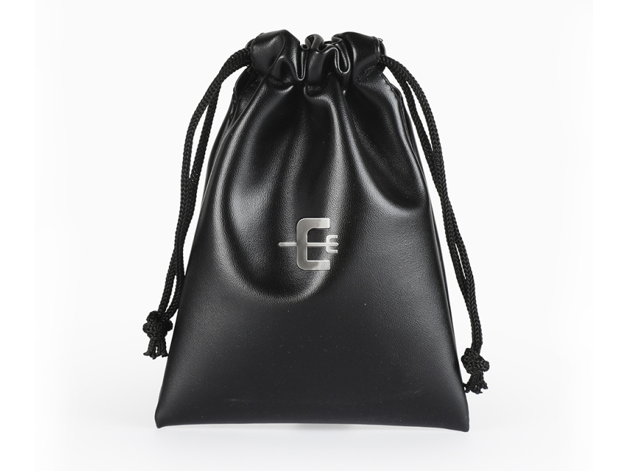 JPD050 leather black drawstring jewelry bag