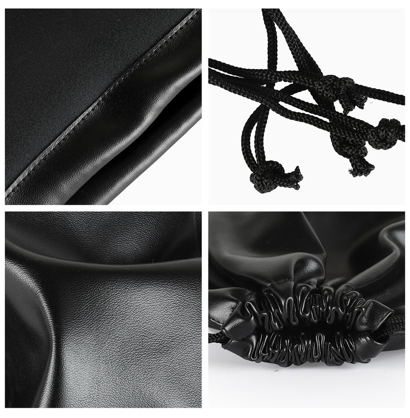 JPD050 leather black drawstring jewelry bag