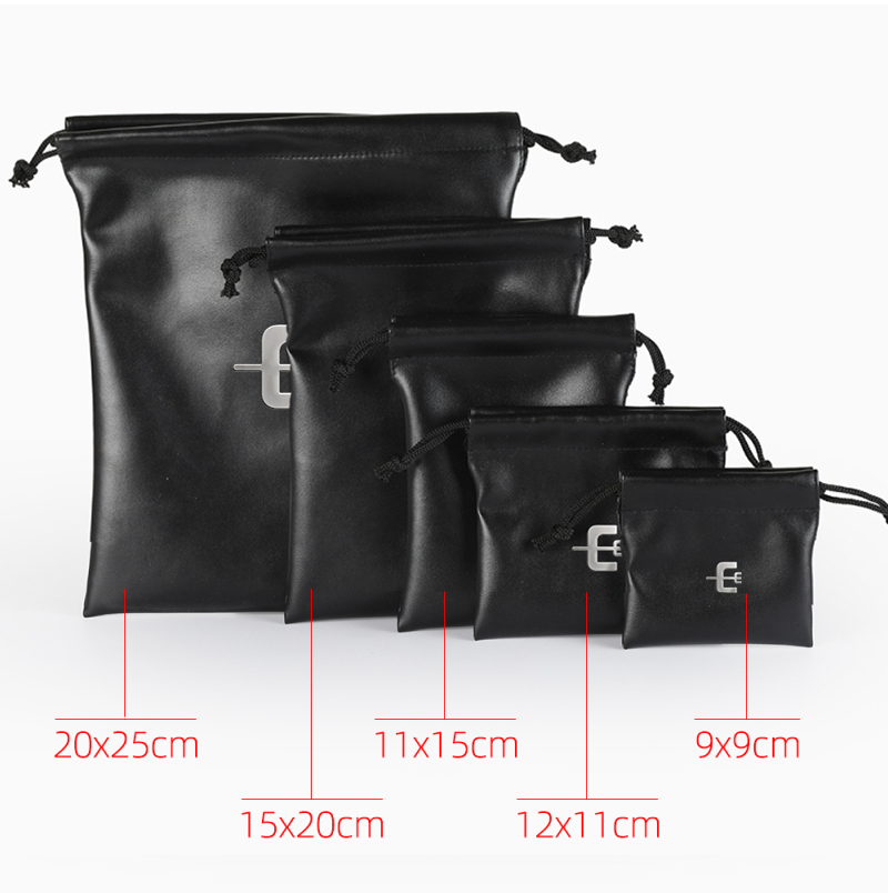 JPD050 leather black drawstring jewelry bag