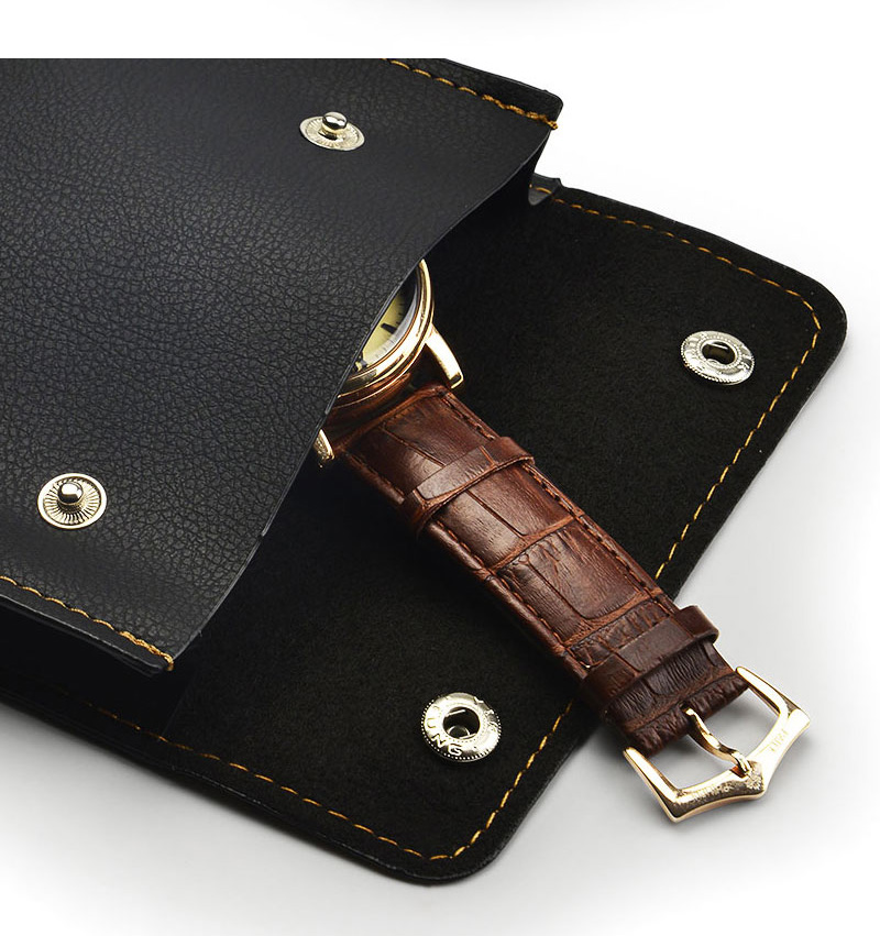 JPF016 black leather watch pouch