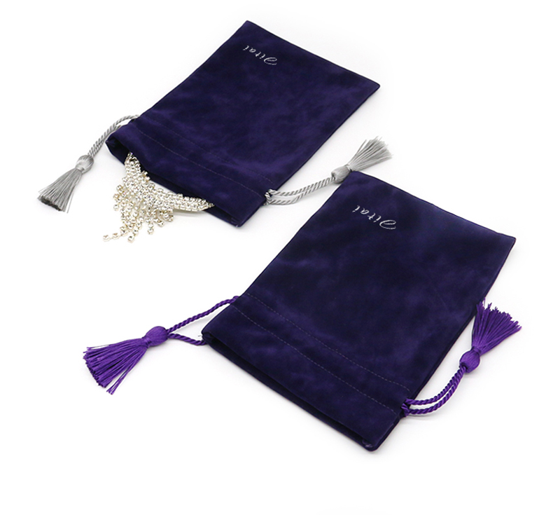 JPD079 purple velvet bag with tassel